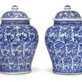 A very large pair of blue and white vases, kangxi period