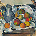 Paul cézanne (1839-1906), bouilloire et fruits, 1888-1890