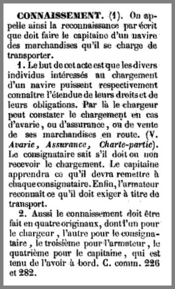 Definition connaissement