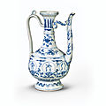 A blue and white ewer, ming dynasty, jiajing six-character mark in underglaze-blue and of the period (1522-1566) 