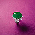 Jadeite and diamond ring