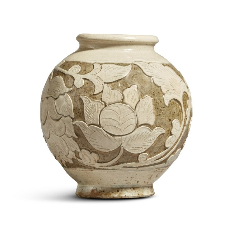 A 'Cizhou' sgraffiato 'floral' ovoid vase, Jin dynasty