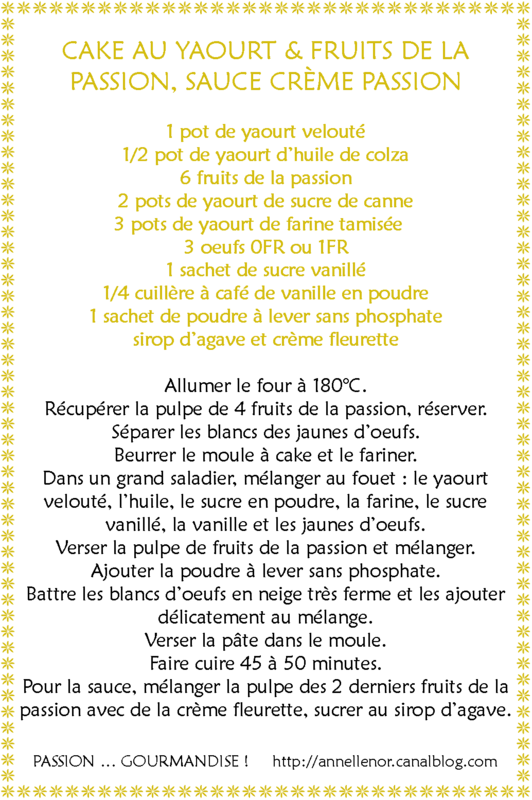 Cake yaourt & fruit de la passion_fiche