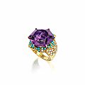 An amethyst, turquoise, and diamond ring, cartier paris, circa 1950