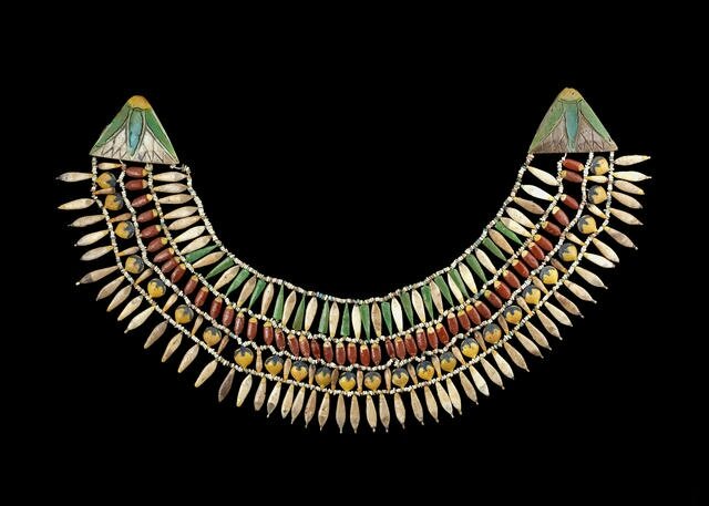 An Egyptian polychrome glazed composition beaded broad collar necklace, New Kingdom, late 18th Dynasty, Amarna Period, Reign of Akhenaten, circa 1353-1335 B