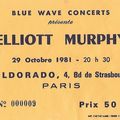 Elliott murphy - jeudi 29 octobre 1981 – eldorado, paris