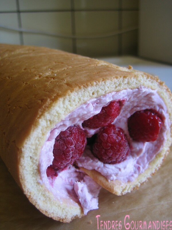 Roule Mascarpone Framboises Tendres Gourmandises