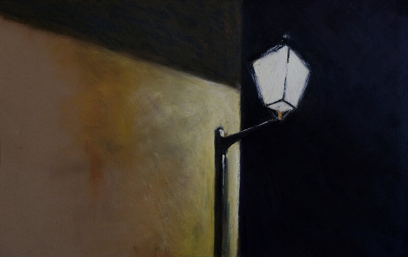 light in deep purple, fev 2018, pastel à l'huile, 48 x 32 cm