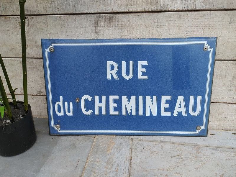 Ancienne Plaque de Rue Émaillée RUE DU CHEMINEAU - Virtual Broc - Objets de  Collection & de Décoration