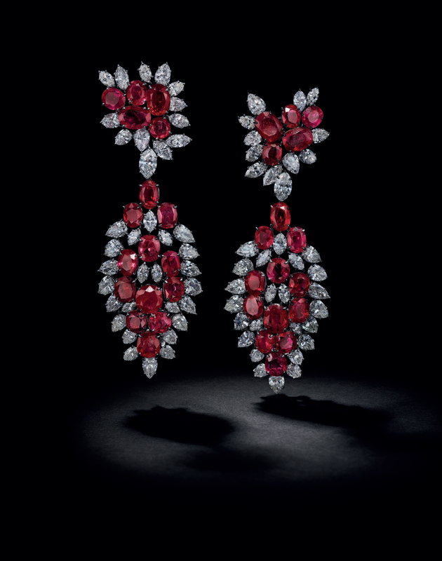 Magnificent ruby and diamond earrings, Jacques Timey, attributed to ...