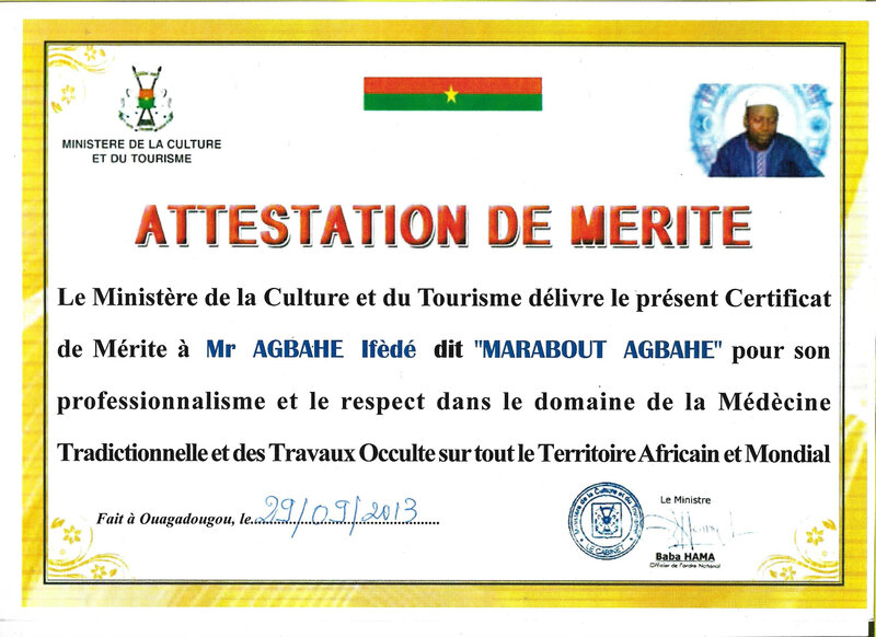 certificat de merite