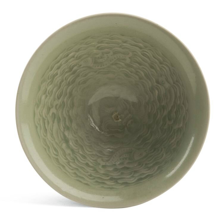 A 'Yaozhou' celadon conical bowl, Song dynasty