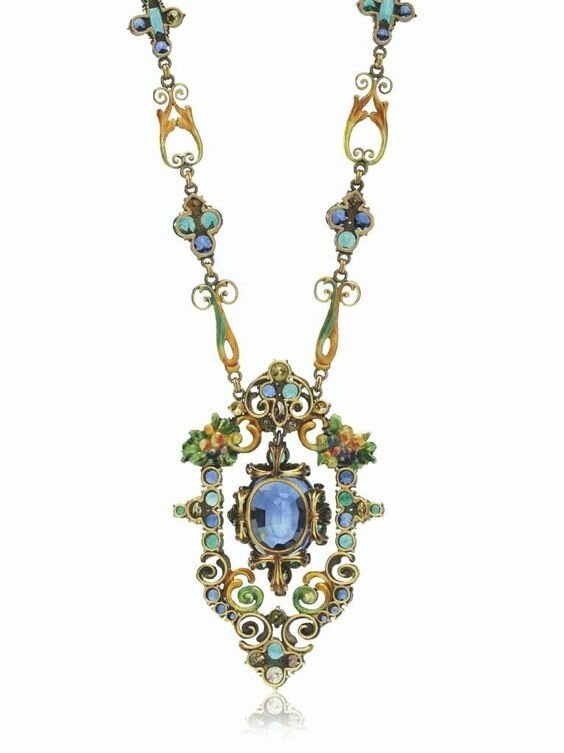 Gold, citrine, pearl and enamel pendant-necklace, Tiffany & Co., Designed  by Louis Comfort Tiffany, circa 1915–1920 - Alain.R.Truong