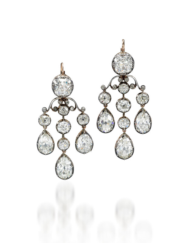 Girandole diamond earrings - Royal Jewels from the Bourbon Parma Family - Sotheby's November 2018