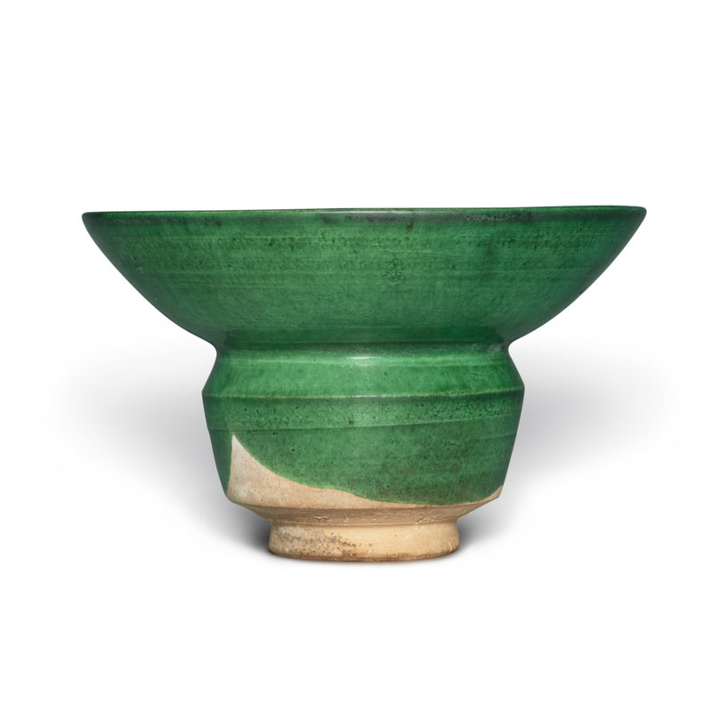 An extremely rare green-glazed zhadou, Liao dynasty