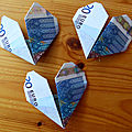 L'origami avec des billets : le tuto du coeur