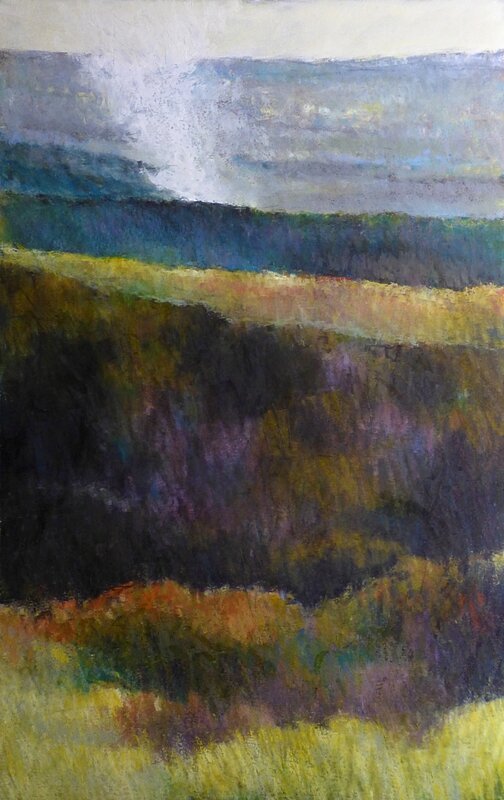 horizon elevation 75 broceliande, 2016, pastel à l'huile, 31 x 47 cm