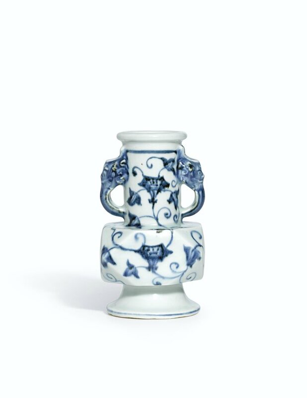 A rare blue and white facetted vase, Xuande mark and period