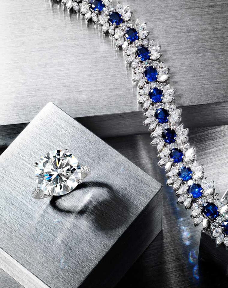 1930's Antique Charm Bracelet Platinum Diamonds Sapphire Rubies
