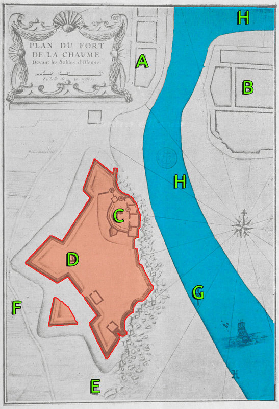 Plan du fort de la Chaume des Sables d'Olonne