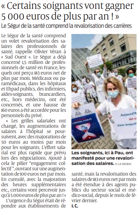 2021 04 06 SO Certains soignants vont gagner 5 000 euros de plus par an