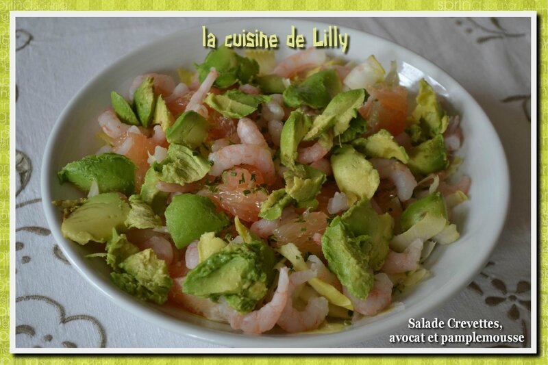 salade aux crevettes, avocat et pamplemousse