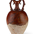 A brown-glazed pottery amphora, Tang dynasty (AD 618-907)