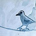 Lavis encre oiseau