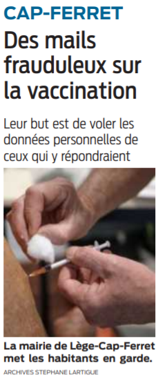 2021 03 20 SO Cap-Ferret des mails frauduleux sur la vaccination