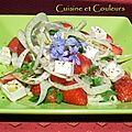 Salade pimpante de fraises, fenouil, & chèvre frais
