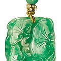A jadeite 'lingzhi' pendant, late qing dynasty
