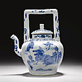 A blue and white teapot, transitional period, circa 1640