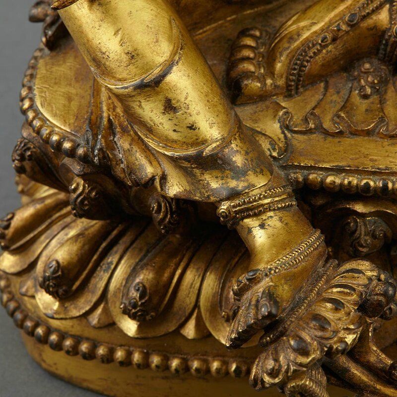 Sino-Tibetan Gilt-Bronze Seated Avalokesvara6