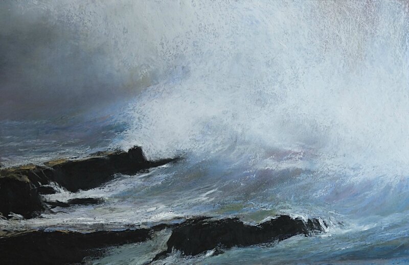 Le combat, mai 2015, pastel à l'huile, 48 x 32 cm