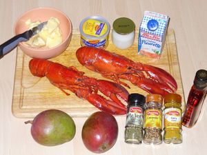 ingrédients homards à la mangue