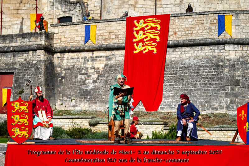 Programme de la Fête médiévale de Niort- 2 au dimanche 3 septembre 2023 - Commémoration 820 ans de la franche-commune