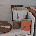 pochons réversibles rangement thème afrique éléphant girafe étoiles chocolat orange crème 2