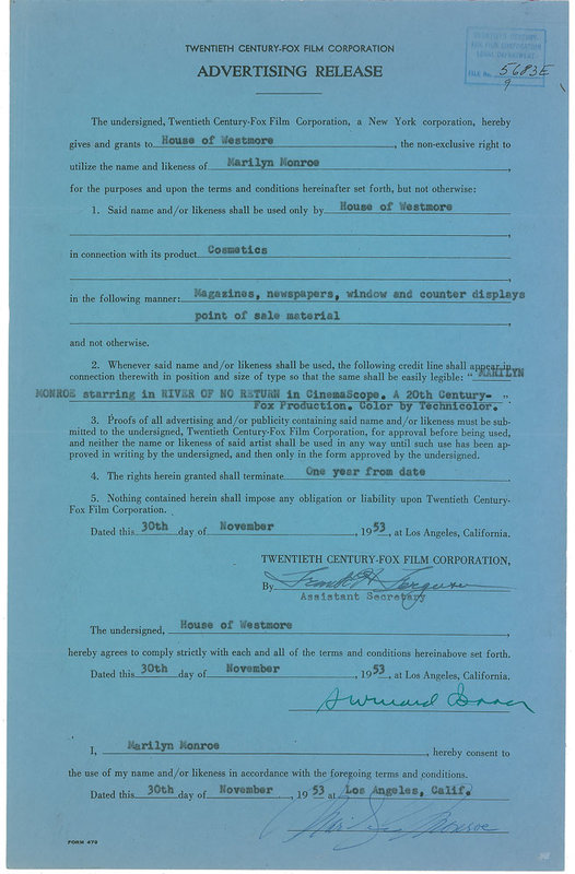 1953-11-30-Contract_Fox_Westmore-01-auction-2015-rrauction