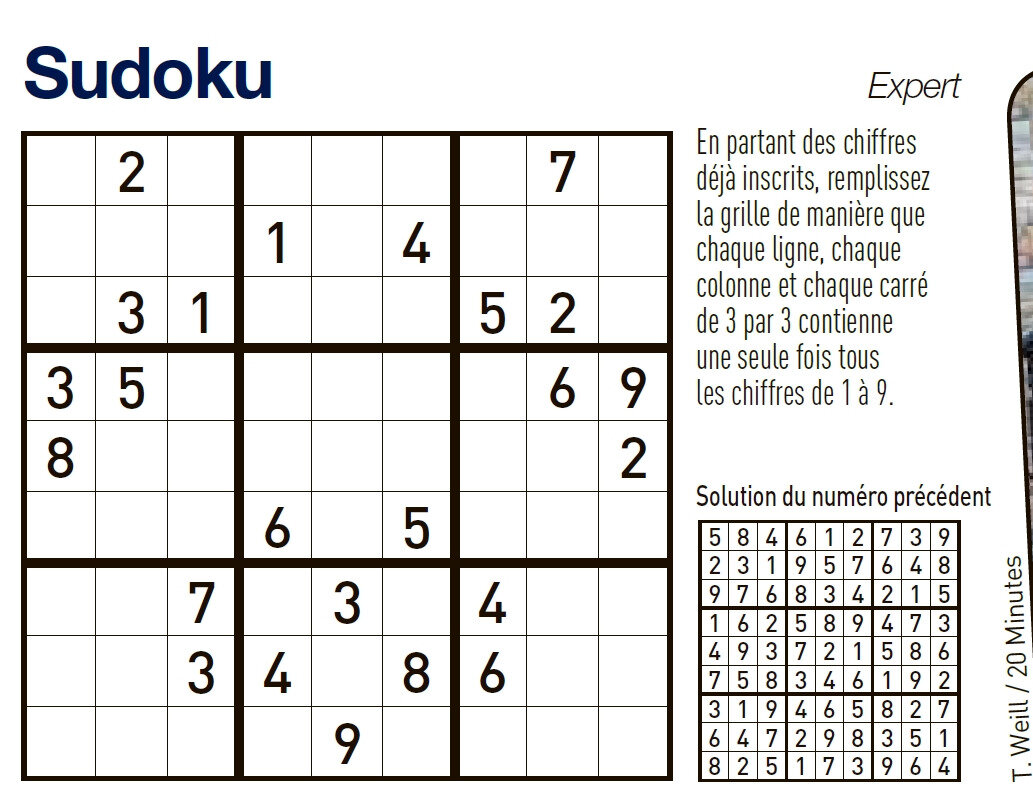 solution détaillée sudoku Expert n° 20-262 dans le Monde du lundi