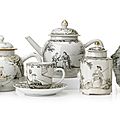 A grisaille part tea wares, qianlong period (1736-1795)