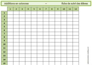 Additions en colonnes - fiche suivi (LaCatalane) photo