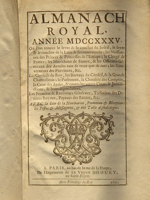 Almanach Royal 1735 Wikipédia