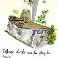 Mormoiron : fontaine adossée rue du Plan du Saule
