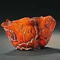 Carved cup. asian, 20th century, horn