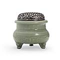 A very rare yaozhou tripod censer, northern song-jin dynasty, 12th-13th century