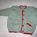 gilet bébé vert taille 3 à 6 mois modèle Séverine prix 18€