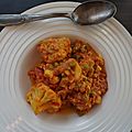 Curry de légumes et oeufs brouillés