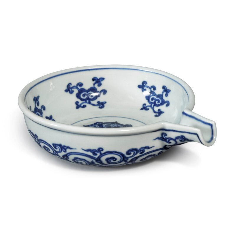 An extremely rare blue and white pouring vessel (Yi), Ming dynasty, 15th century