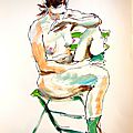 1-Tableau dessin peinture contemporaine nu alain montoir Galerie Avignon (6)
