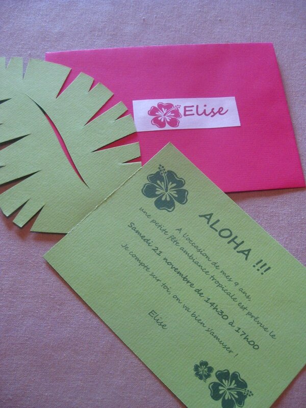 Anniversaire Hawai Les Invitations Feuille Les Hobbies D Aurelie